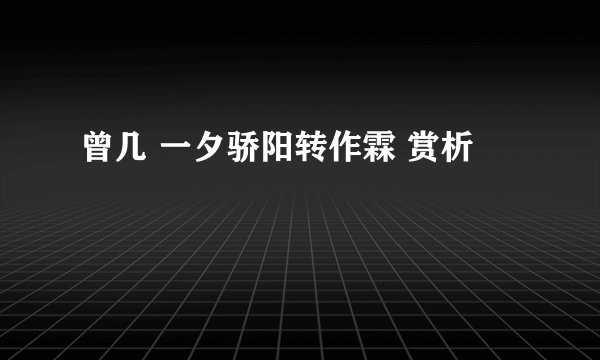 曾几 一夕骄阳转作霖 赏析