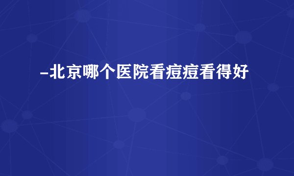 -北京哪个医院看痘痘看得好