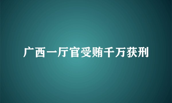 广西一厅官受贿千万获刑