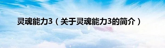 灵魂能力3（关于灵魂能力3的简介）