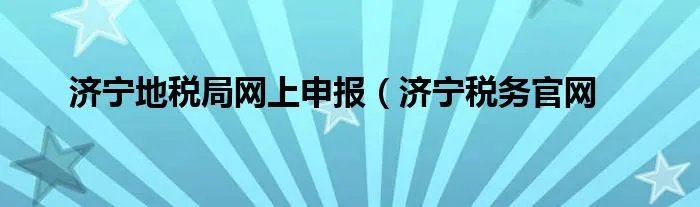 济宁地税局网上申报（济宁税务官网