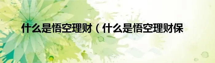 什么是悟空理财(什么是悟空理财保