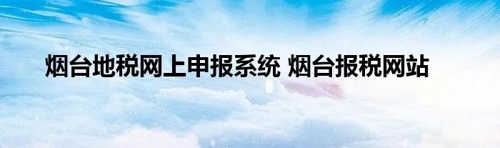 烟台地税网上申报系统 烟台报税网站