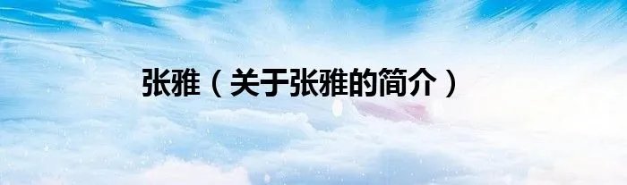 张雅（关于张雅的简介）