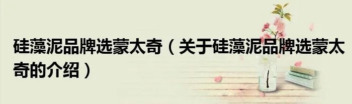 硅藻泥品牌选蒙太奇（关于硅藻泥品牌选蒙太奇的介绍）