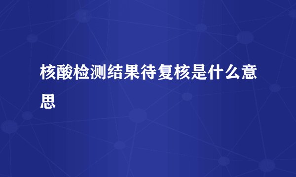 核酸检测结果待复核是什么意思