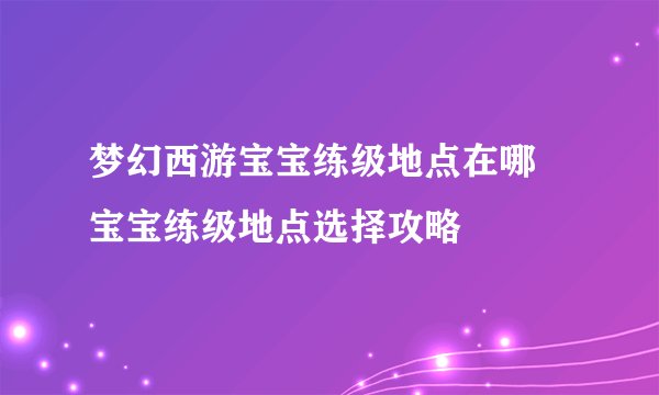 梦幻西游宝宝练级地点在哪 宝宝练级地点选择攻略