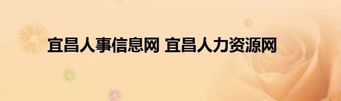 宜昌人事信息网 宜昌人力资源网