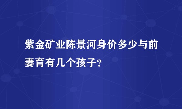 紫金矿业陈景河身价多少与前妻育有几个孩子?