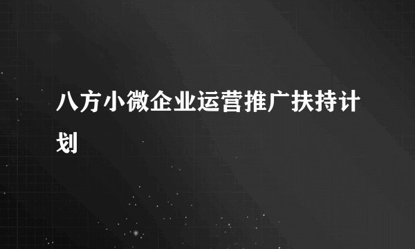 八方小微企业运营推广扶持计划