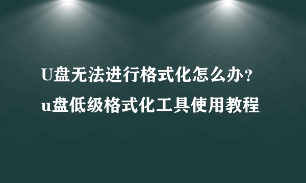 U盘无法进行格式化怎么办？u盘低级格式化工具使用教程