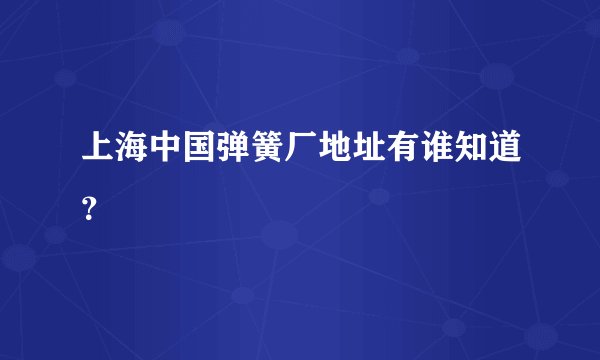 上海中国弹簧厂地址有谁知道？