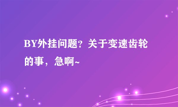 BY外挂问题？关于变速齿轮的事，急啊~
