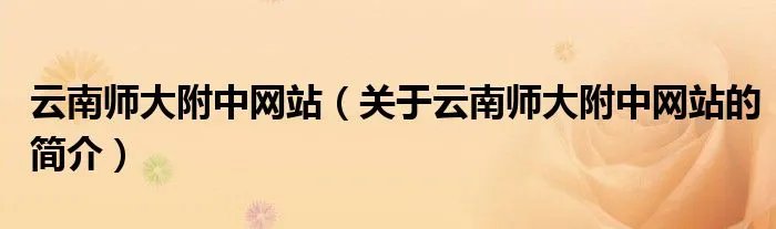 云南师大附中网站（关于云南师大附中网站的简介）
