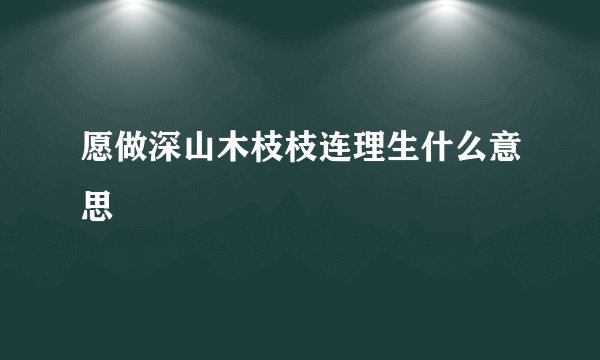 愿做深山木枝枝连理生什么意思