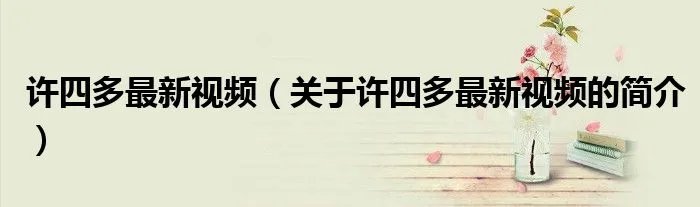 许四多最新视频（关于许四多最新视频的简介）