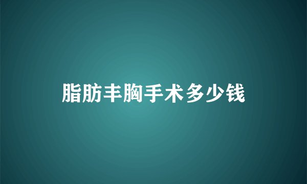脂肪丰胸手术多少钱