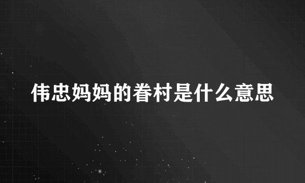 伟忠妈妈的眷村是什么意思