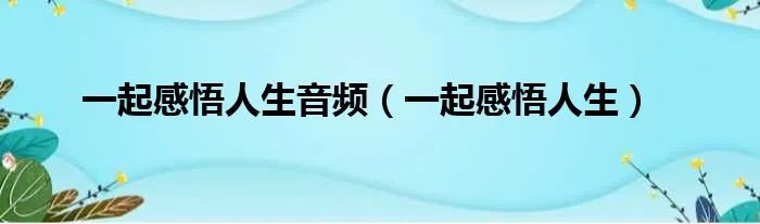 一起感悟人生音频（一起感悟人生）