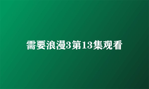 需要浪漫3第13集观看
