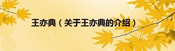 王亦典（关于王亦典的介绍）