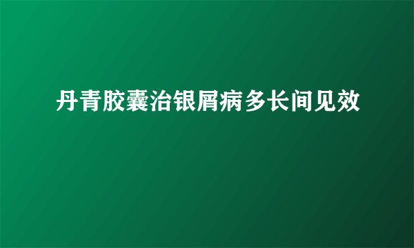 丹青胶囊治银屑病多长间见效