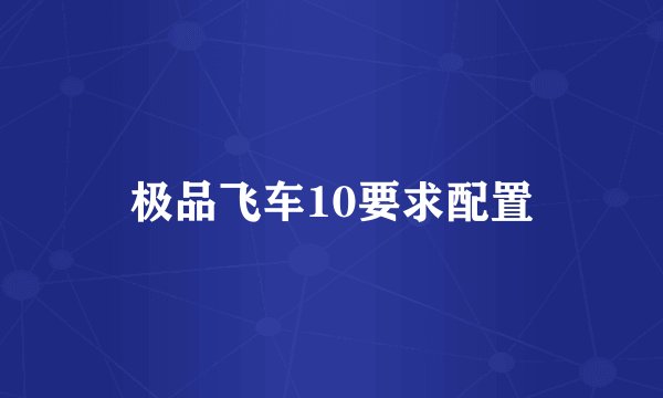极品飞车10要求配置