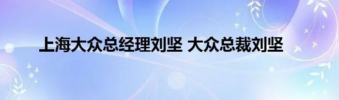 上海大众总经理刘坚 大众总裁刘坚
