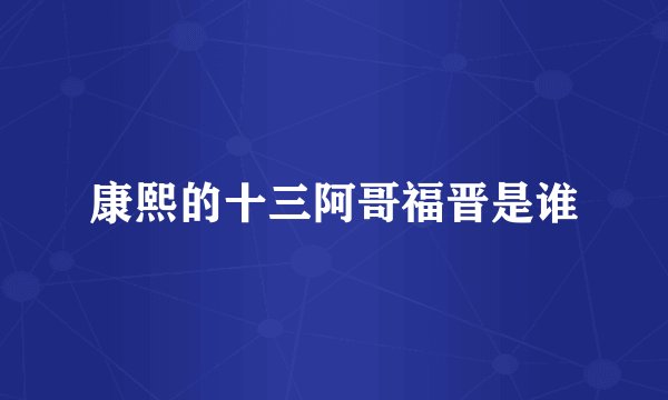 康熙的十三阿哥福晋是谁