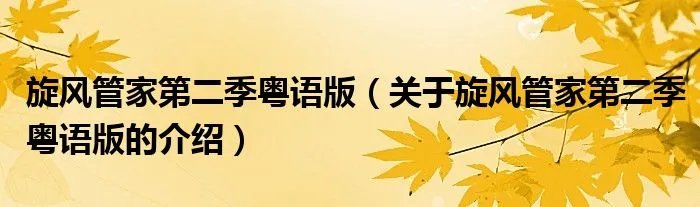 旋风管家第二季粤语版（关于旋风管家第二季粤语版的介绍）