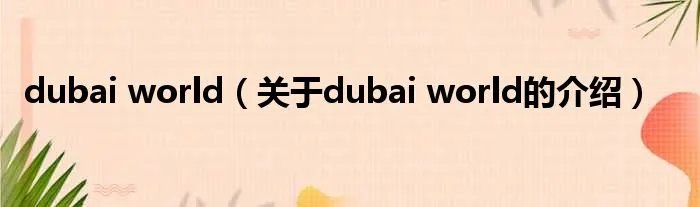 dubai world（关于dubai world的介绍）