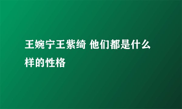 王婉宁王紫绮 他们都是什么样的性格