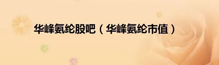 华峰氨纶股吧（华峰氨纶市值）