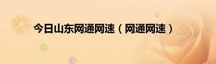 今日山东网通网速（网通网速）