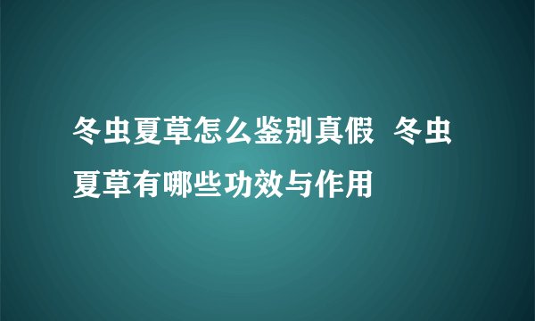 冬虫夏草怎么鉴别真假  冬虫夏草有哪些功效与作用