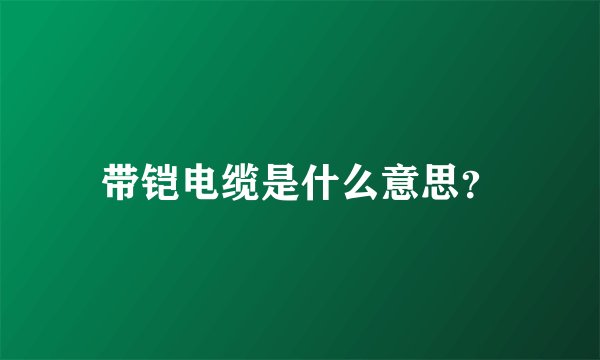 带铠电缆是什么意思？