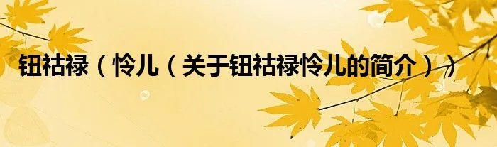 钮祜禄（怜儿（关于钮祜禄怜儿的简介））