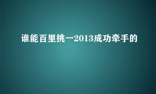 谁能百里挑一2013成功牵手的