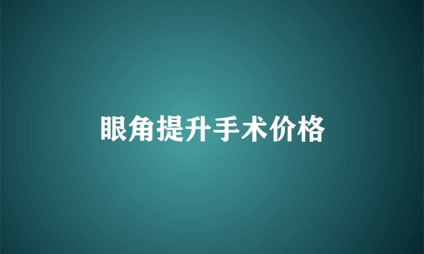 眼角提升手术价格
