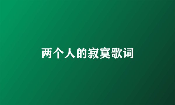 两个人的寂寞歌词