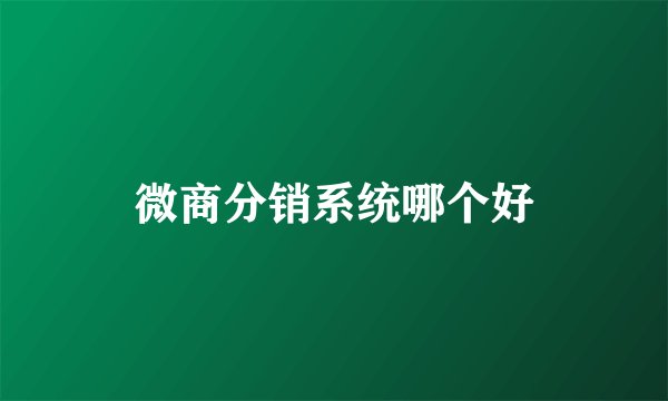 微商分销系统哪个好