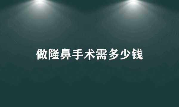 做隆鼻手术需多少钱