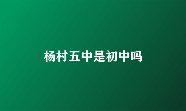 杨村五中是初中吗