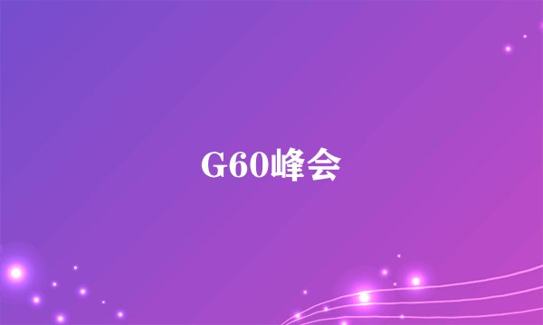 G60峰会