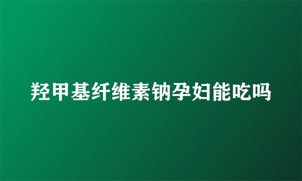 羟甲基纤维素钠孕妇能吃吗