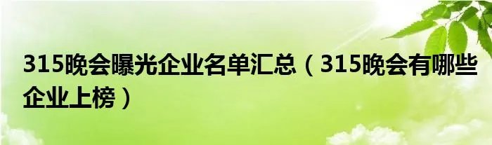 315晚会曝光企业名单汇总(315晚会有哪些企业上榜)