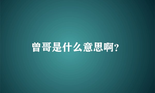 曾哥是什么意思啊？