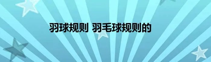 羽球规则 羽毛球规则的