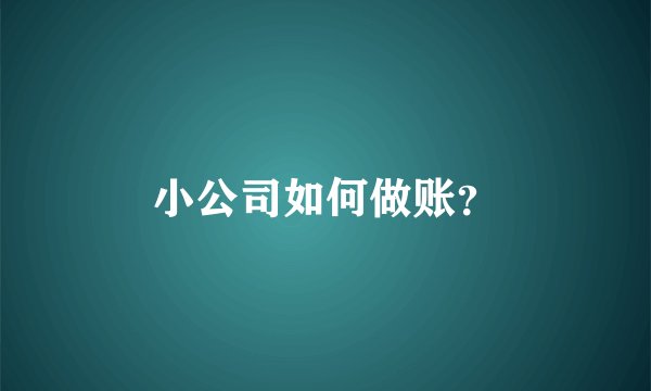 小公司如何做账？
