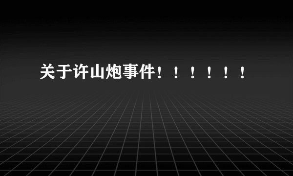 关于许山炮事件！！！！！！